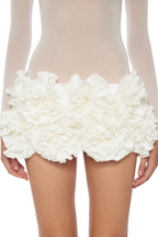 Flowering Girl Women Fionna Floral Mesh Long Sleeve Mini Dress - White