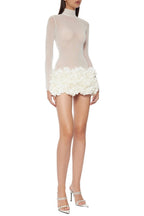 Flowering Girl Women Fionna Floral Mesh Long Sleeve Mini Dress - White