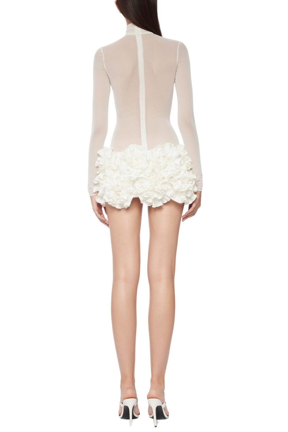 Flowering Girl Women Fionna Floral Mesh Long Sleeve Mini Dress - White
