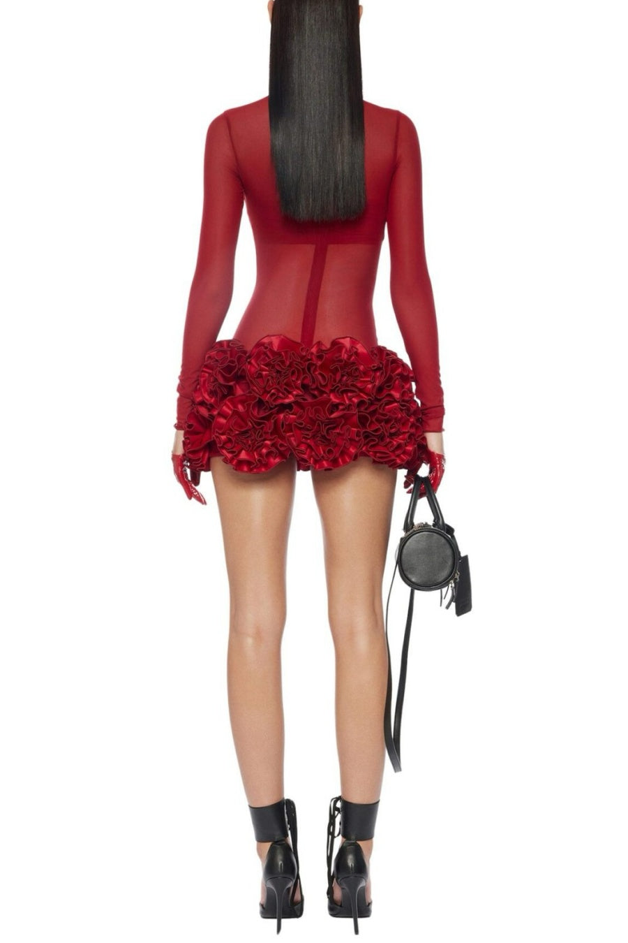 Flowering Girl Women Fionna Floral Mesh Long Sleeve Mini Dress - Red