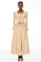 Rebecca Floral Lace Blouse & Skirt Set In Apricot