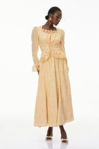 Rebecca Floral Lace Blouse & Skirt Set In Apricot
