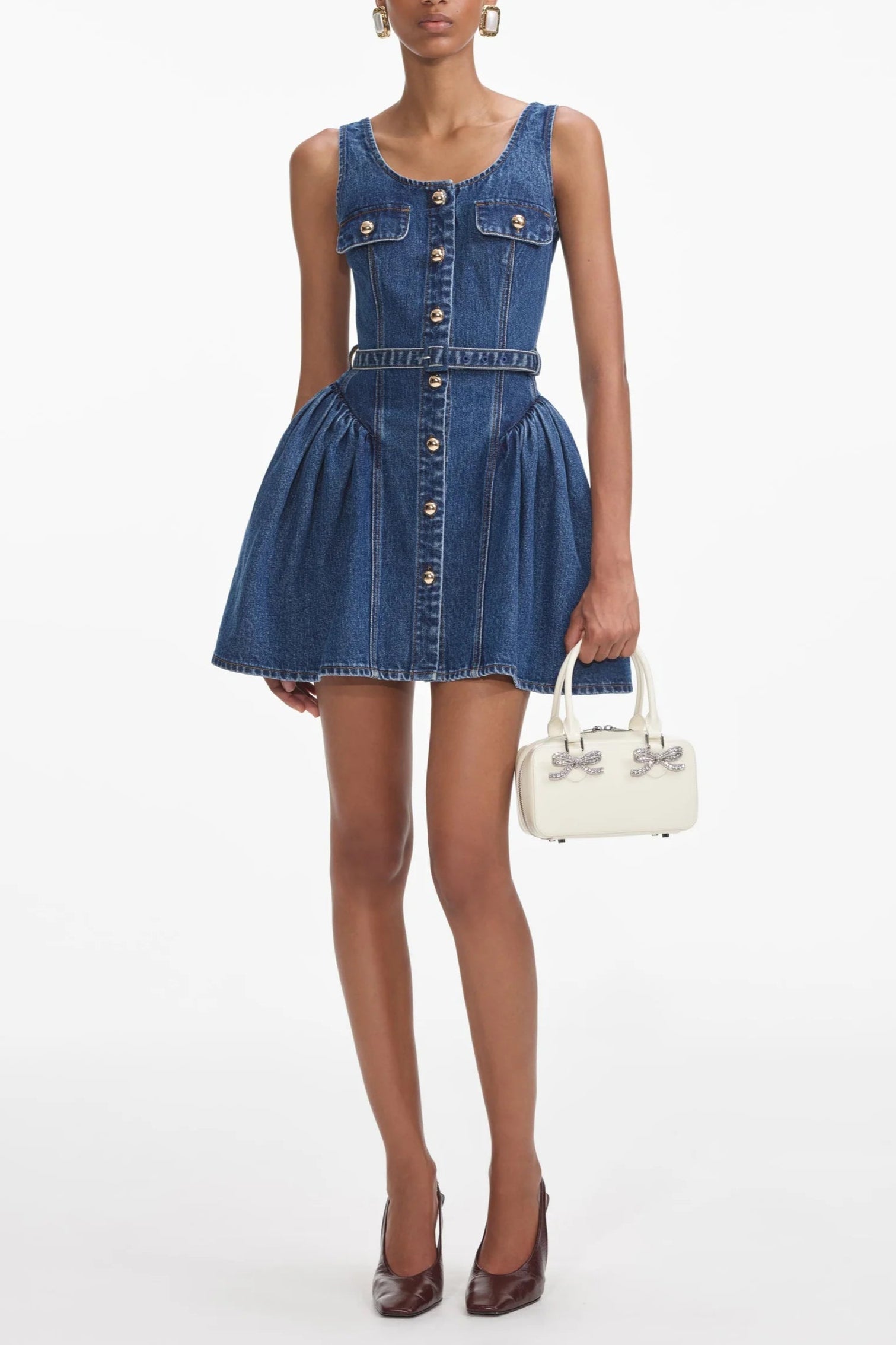 Flowering Girl Women Flared Denim Mini Dress