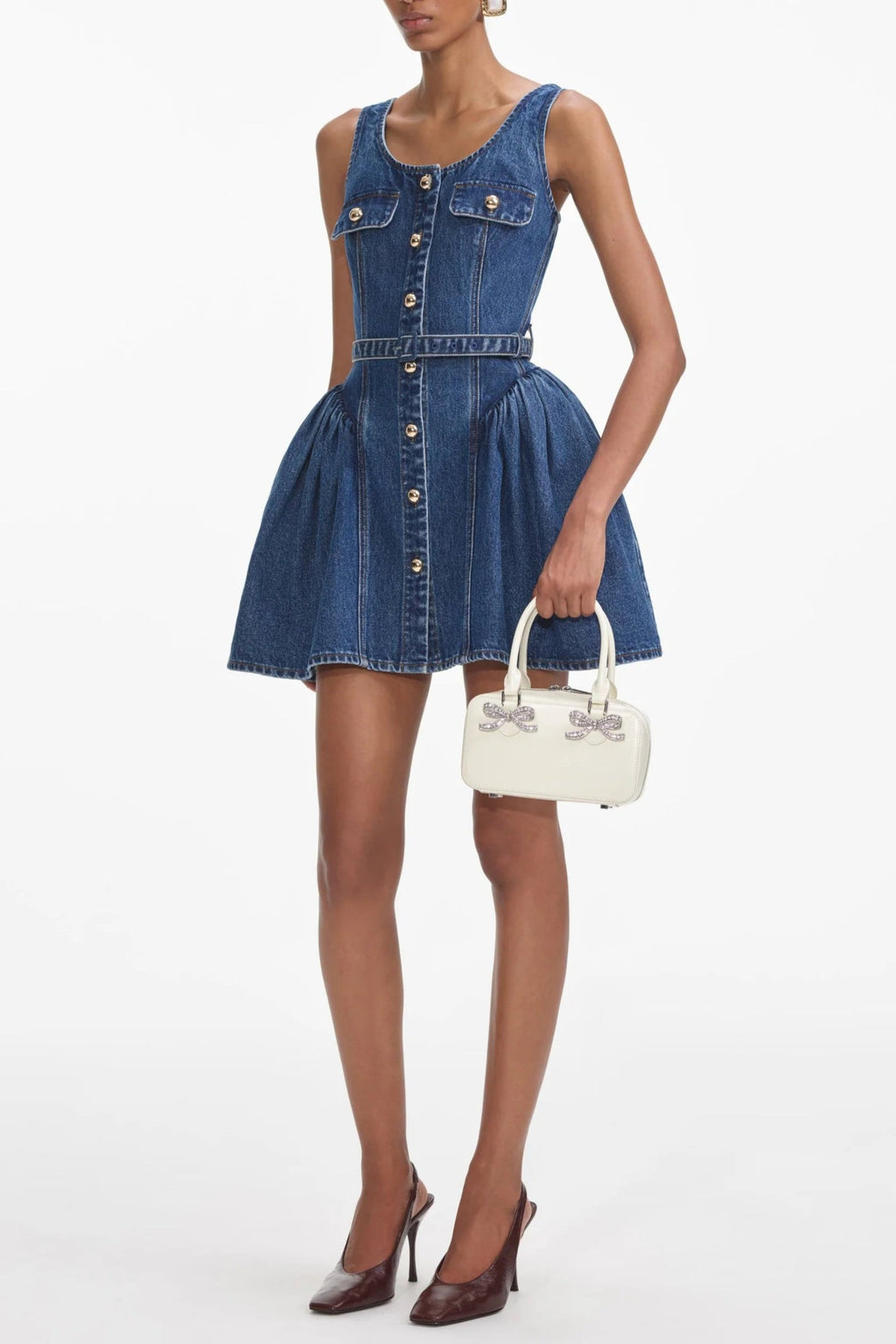 Flowering Girl Women Flared Denim Mini Dress