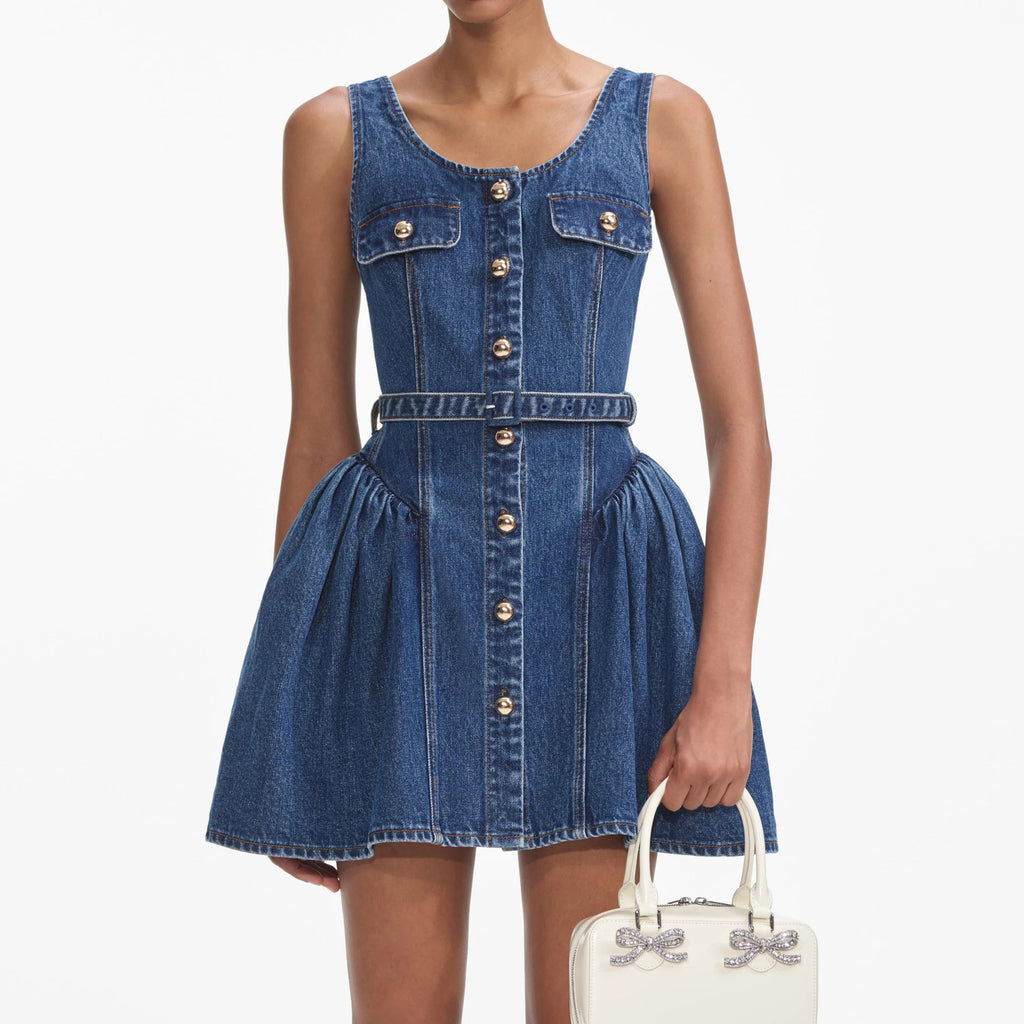 Flowering Girl Women Flared Denim Mini Dress