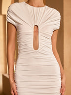 Forvane Short Sleeve Cutout Ruched Mini Dress