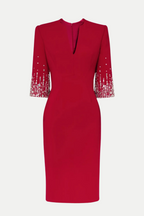 Flowering Girl Women Fulia Diamante Embellished Midi Dress - Red