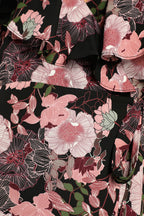 Bloomed Floral Off-the-Shoulder Maxi Wrap Dress in Black