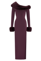 rebecca Faux Fur Knit Maxi Dress - Plum