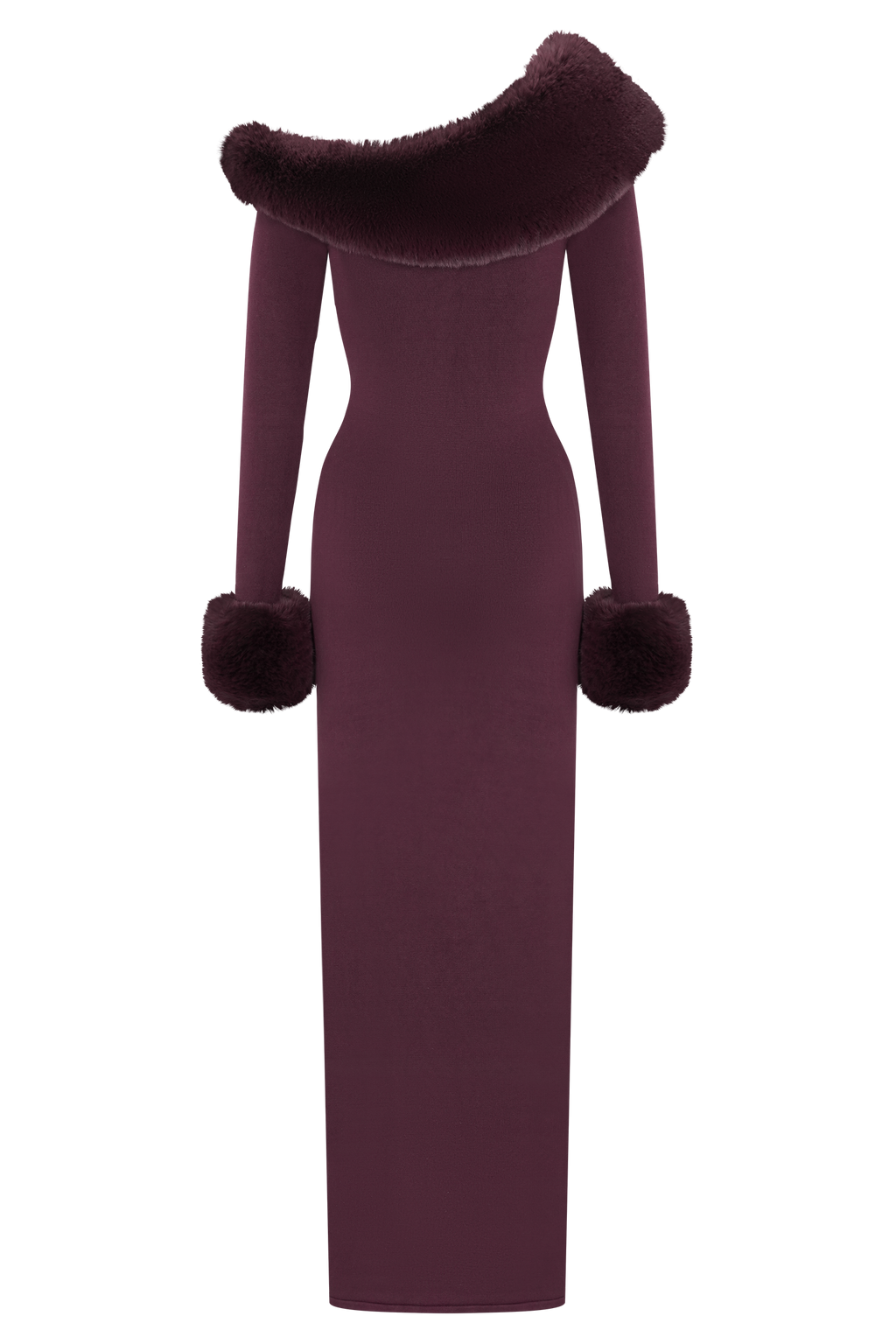 rebecca Faux Fur Knit Maxi Dress - Plum