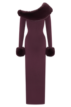 rebecca Faux Fur Knit Maxi Dress - Plum