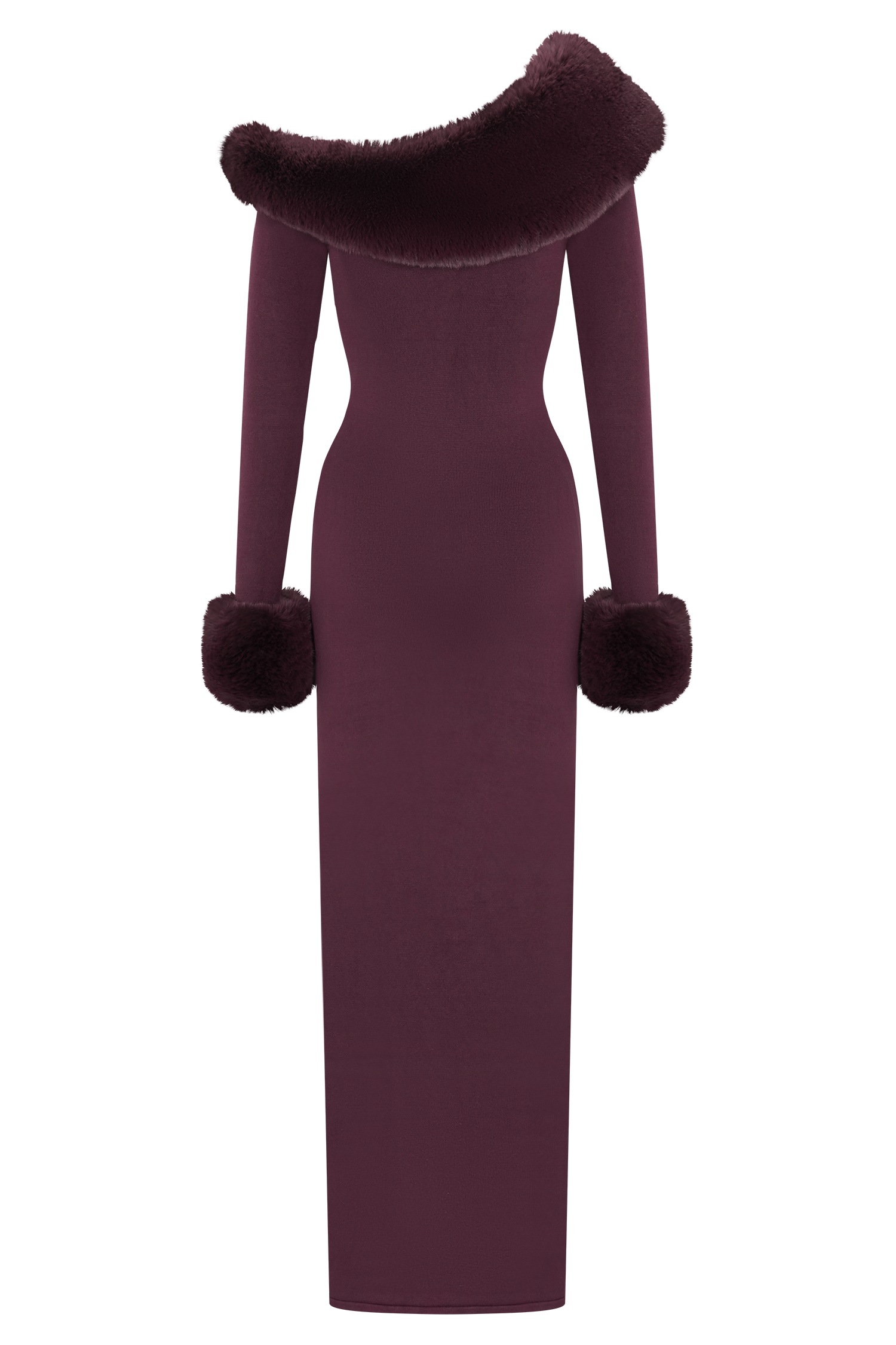 rebecca Faux Fur Knit Maxi Dress - Plum