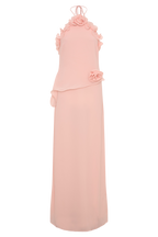 helen off-shoulder Chiffon Flower Maxi Dress - Baby Pink