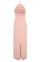 helen off-shoulder Chiffon Flower Maxi Dress - Baby Pink