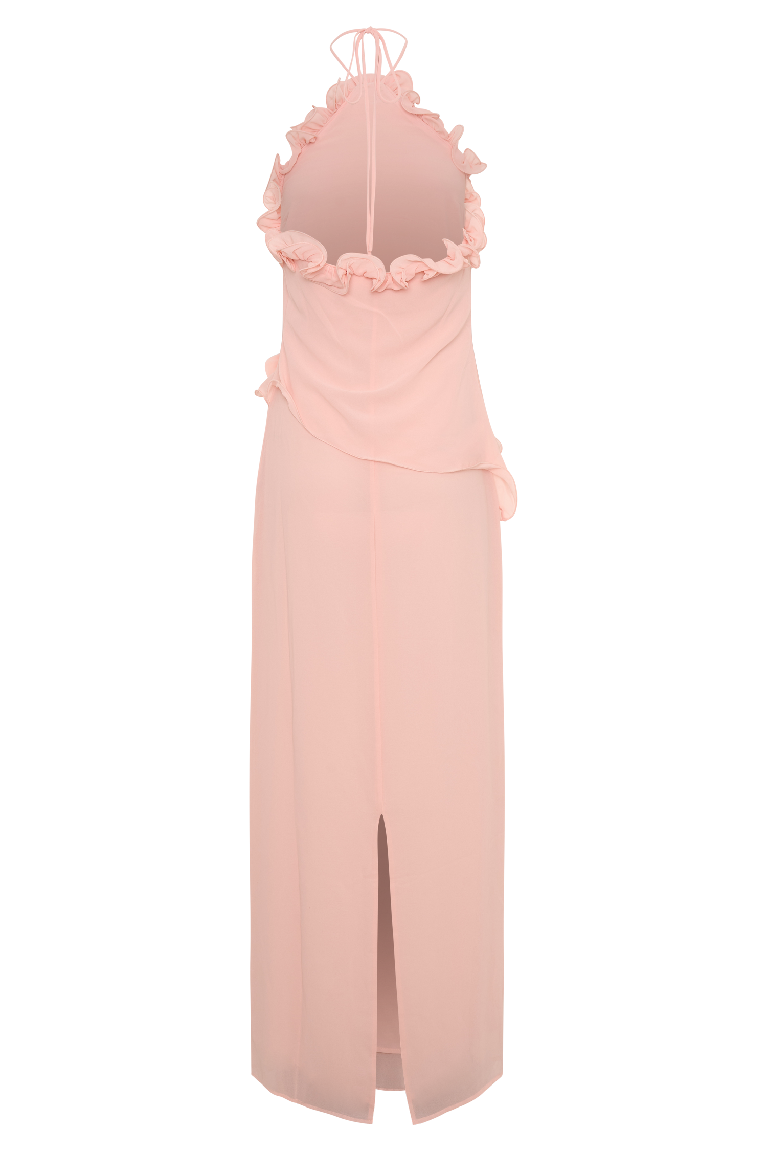 helen off-shoulder Chiffon Flower Maxi Dress - Baby Pink