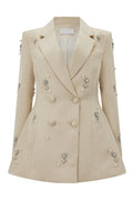 vivien Crystal embellished Blazer in apricot