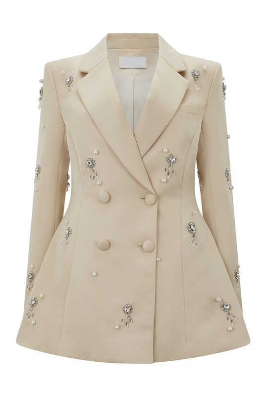 vivien Crystal embellished Blazer in apricot