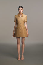 Flowering Girl Women gold embellished mini dress