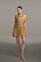 Flowering Girl Women gold embellished mini dress