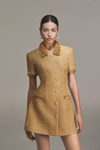 Flowering Girl Women gold embellished mini dress