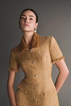 Flowering Girl Women gold embellished mini dress