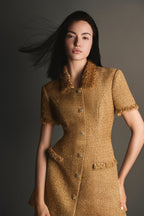 Flowering Girl Women gold embellished mini dress
