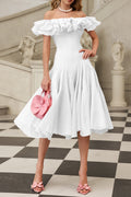 apphia Off Shoulder Ruffle Midi Dress In white
