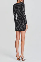 Flowering Girl Women Gamma Zebra Crystal Mini Bandage Dress