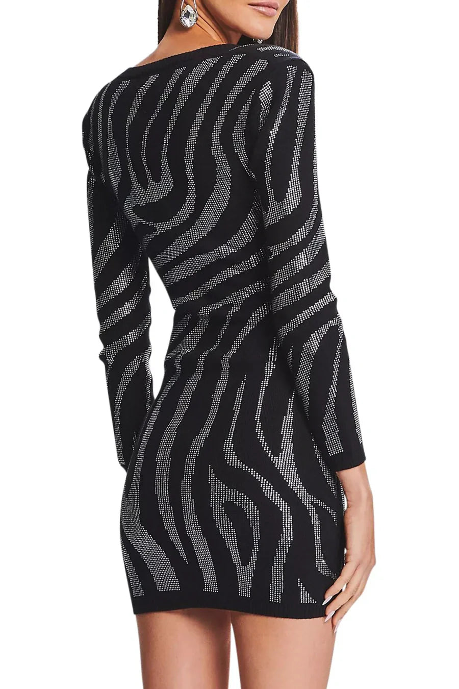 Flowering Girl Women Gamma Zebra Crystal Mini Bandage Dress