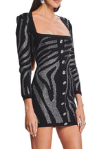 Flowering Girl Women Gamma Zebra Crystal Mini Bandage Dress