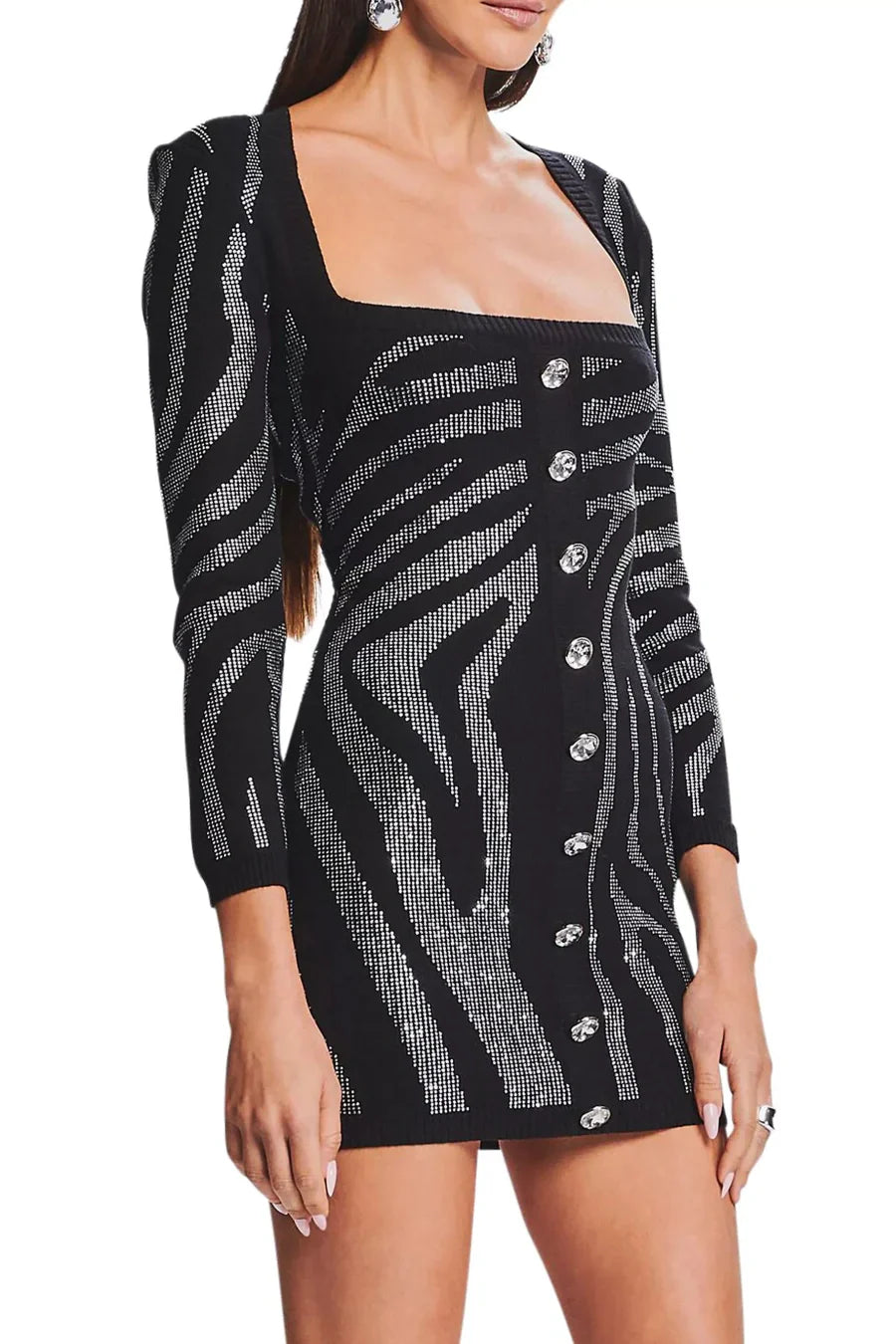 Flowering Girl Women Gamma Zebra Crystal Mini Bandage Dress