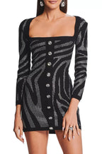 Flowering Girl Women Gamma Zebra Crystal Mini Bandage Dress