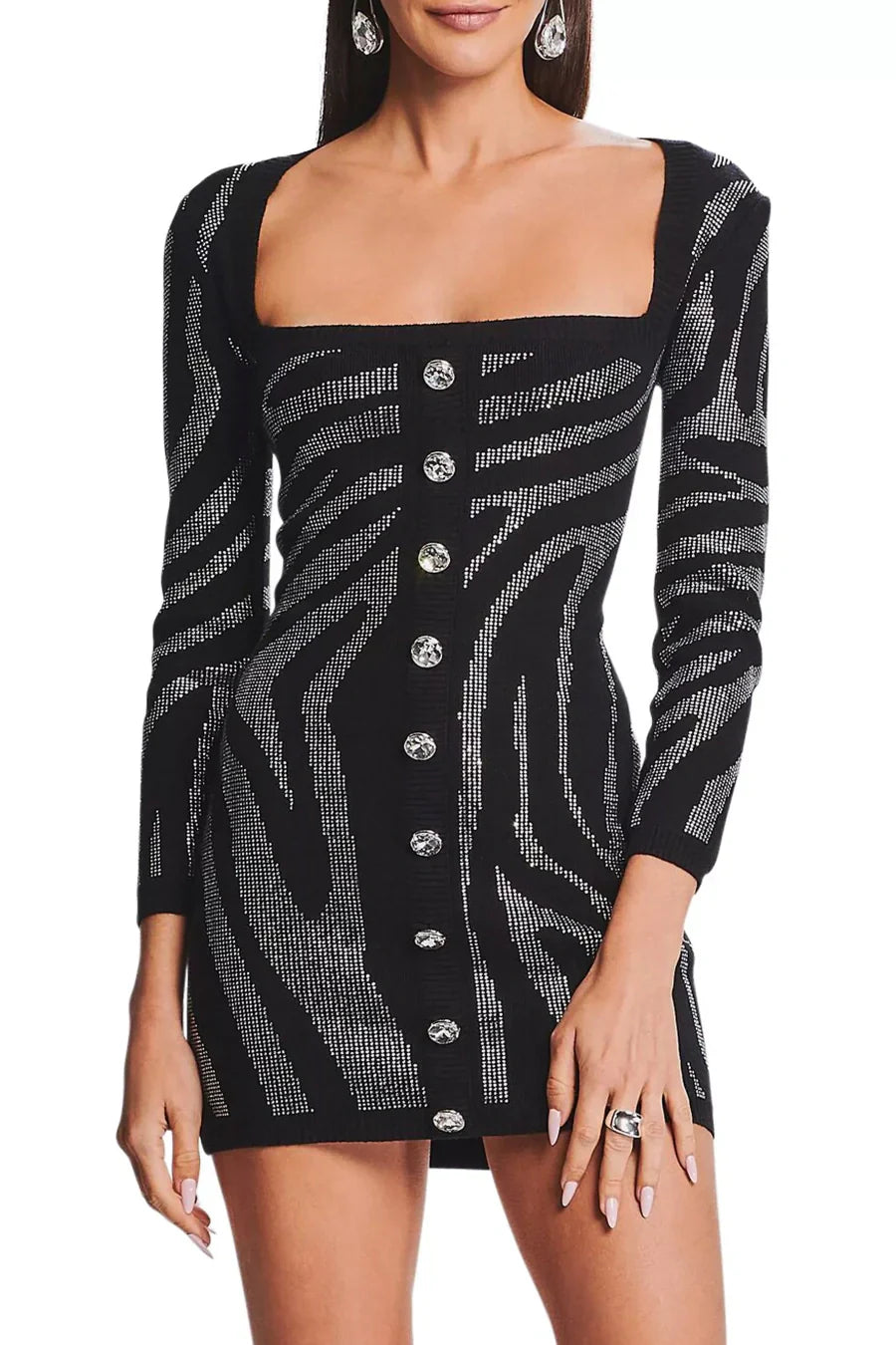 Flowering Girl Women Gamma Zebra Crystal Mini Bandage Dress