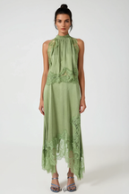 Gavia Sleeveless Lace Top & Midi Skirt Set - Green