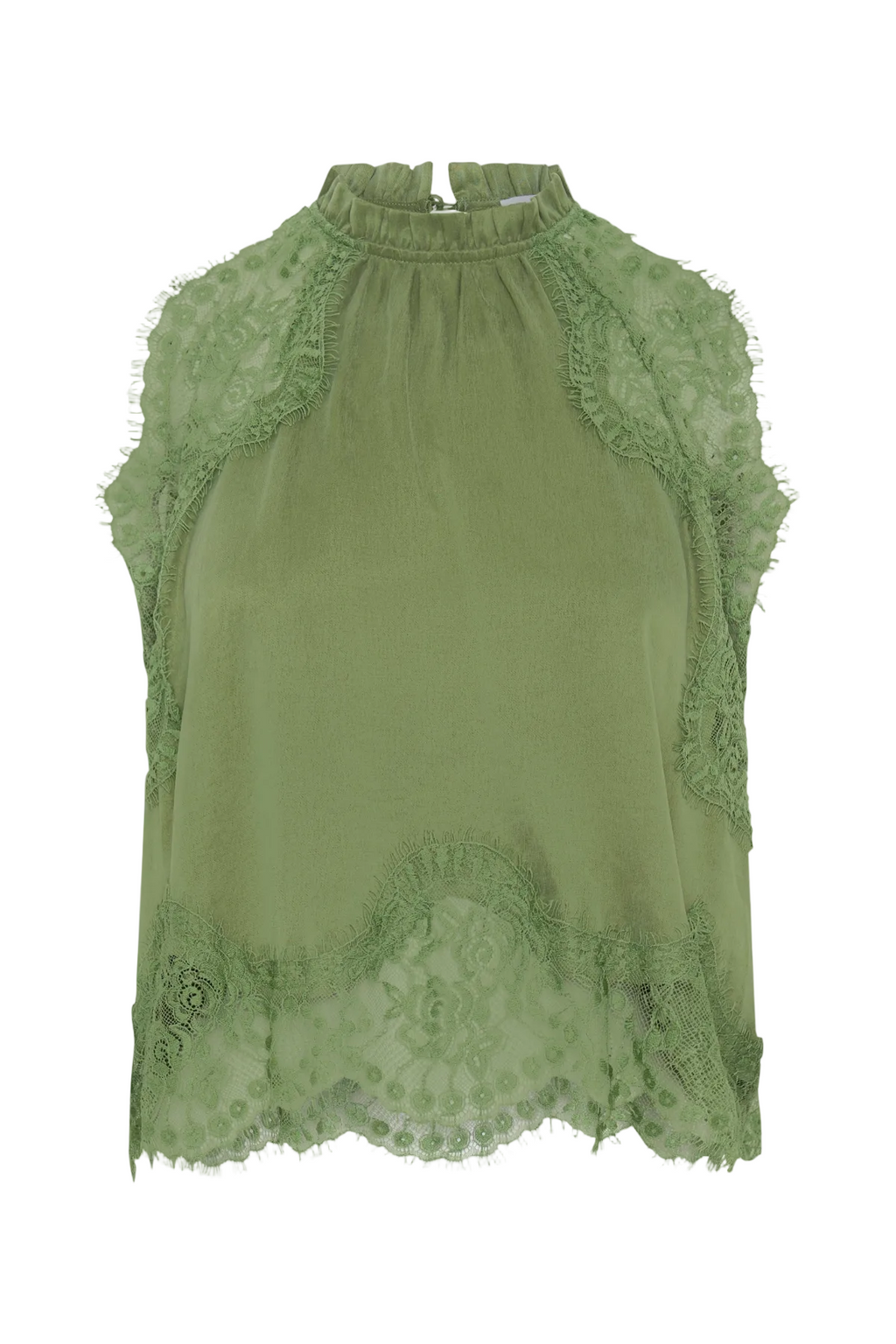 Gavia Sleeveless Lace Top & Midi Skirt Set - Green