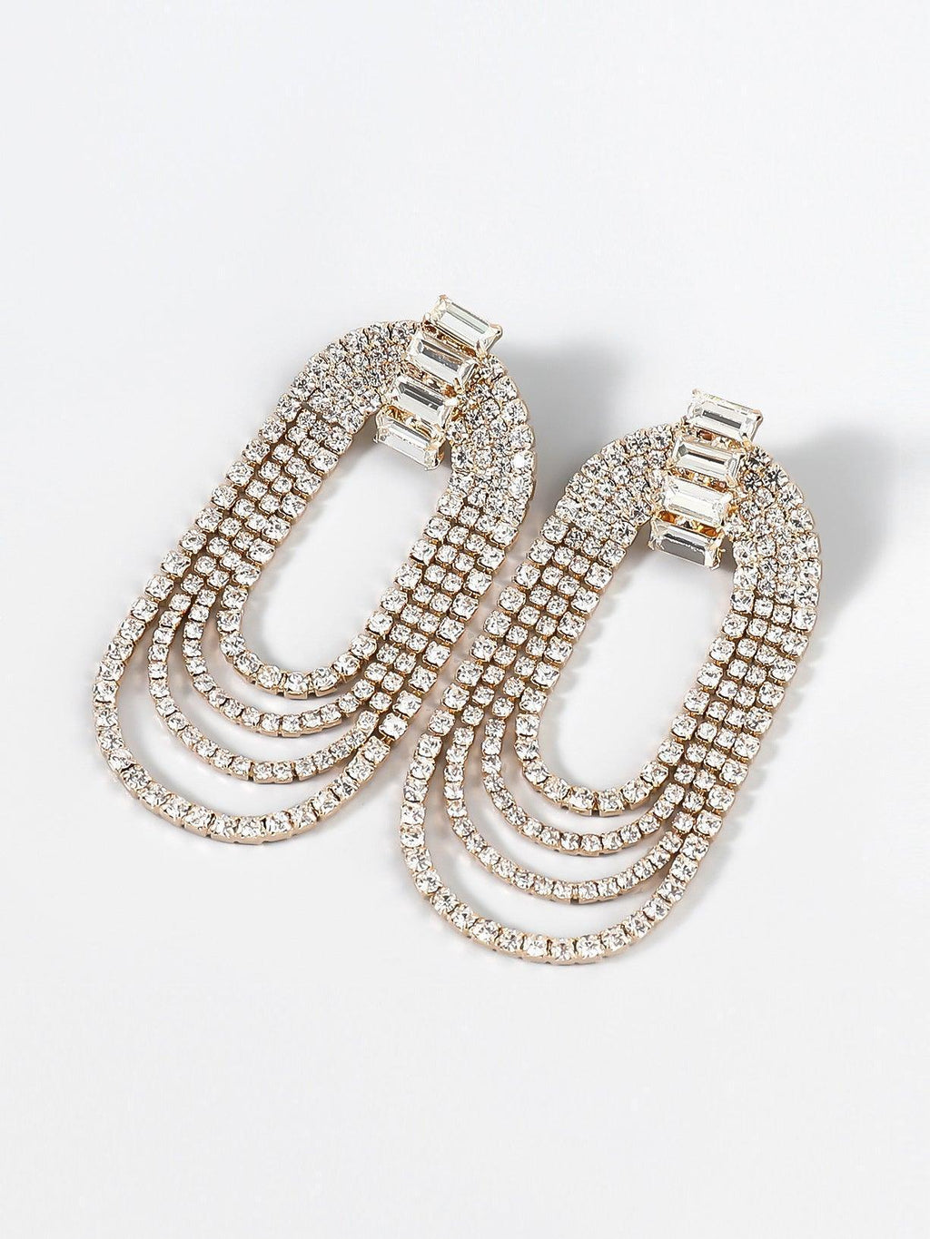 Flowering Girl Women Geneva Diamante Arch Earrings