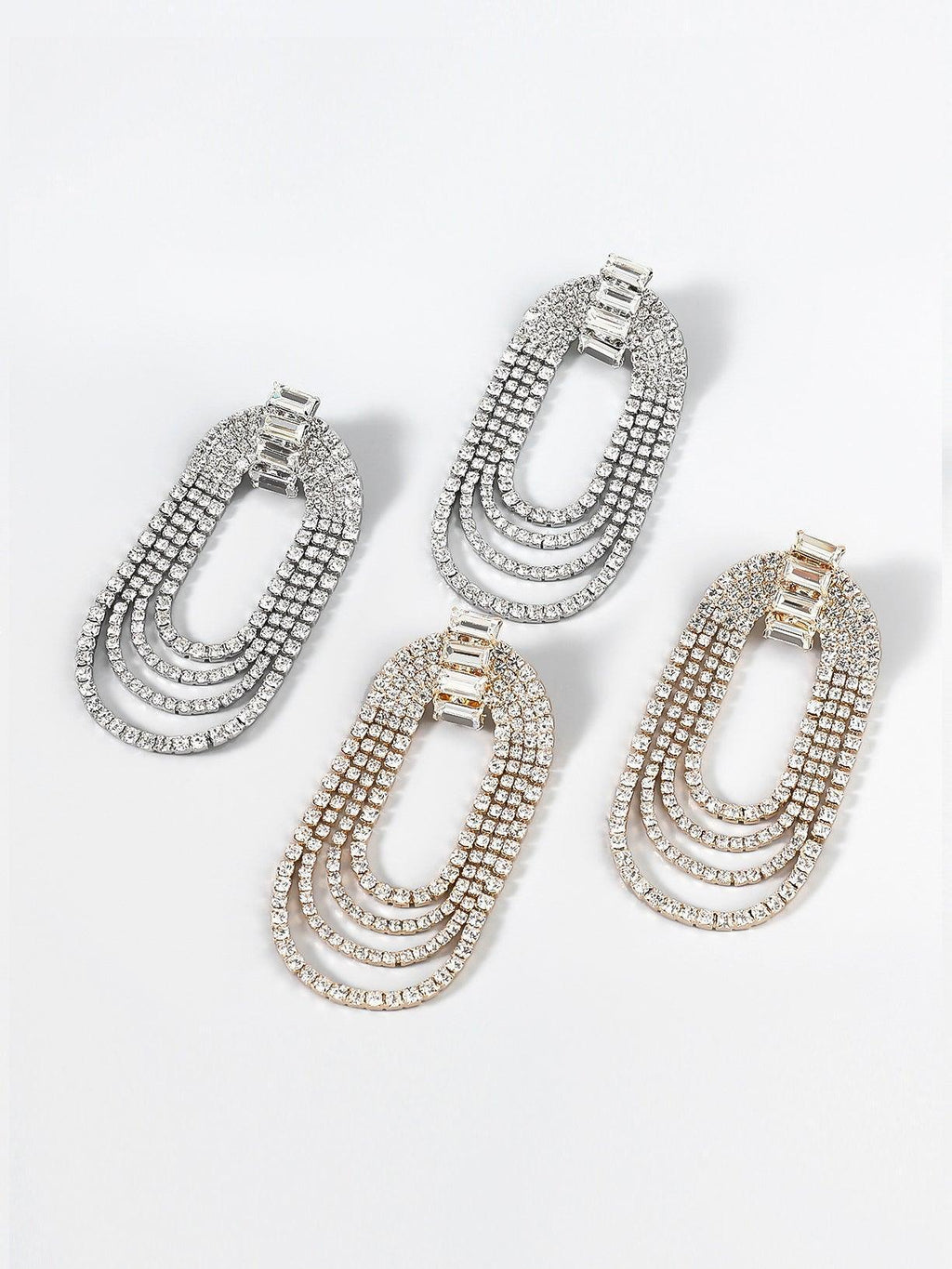 Flowering Girl Women Geneva Diamante Arch Earrings
