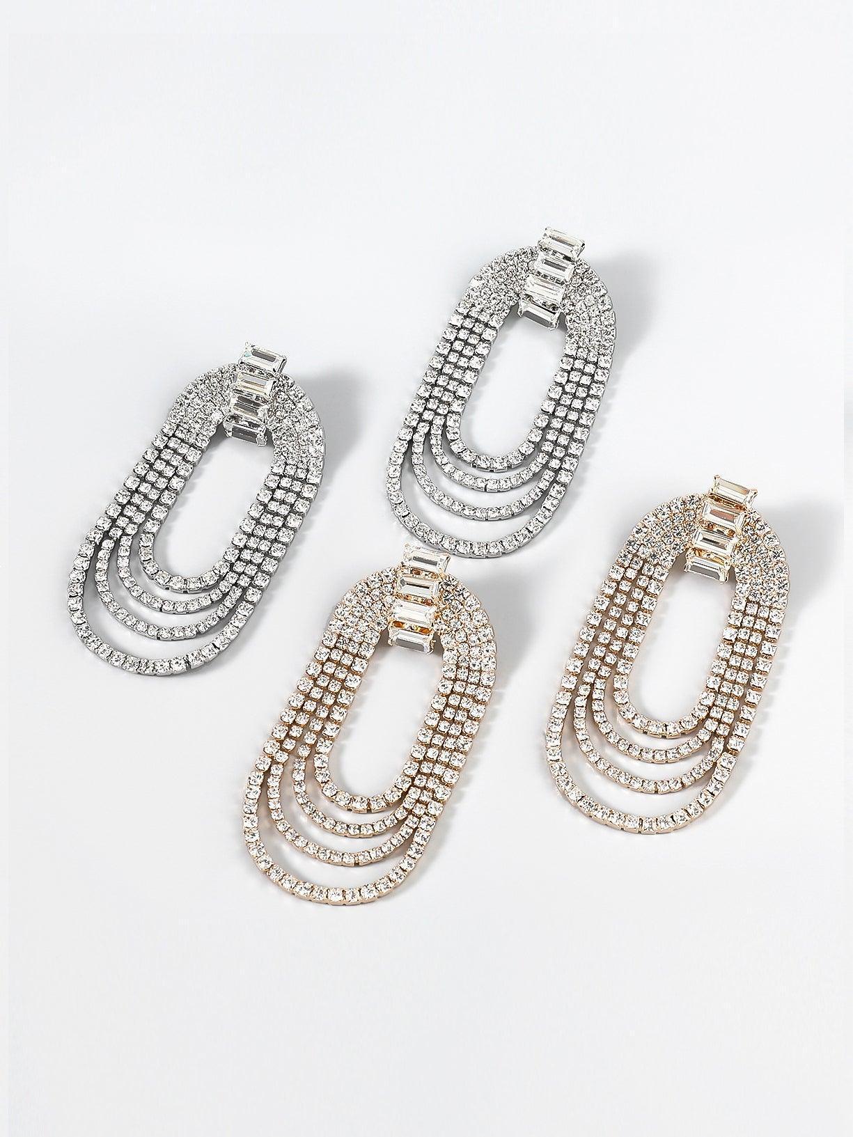 Flowering Girl Women Geneva Diamante Arch Earrings