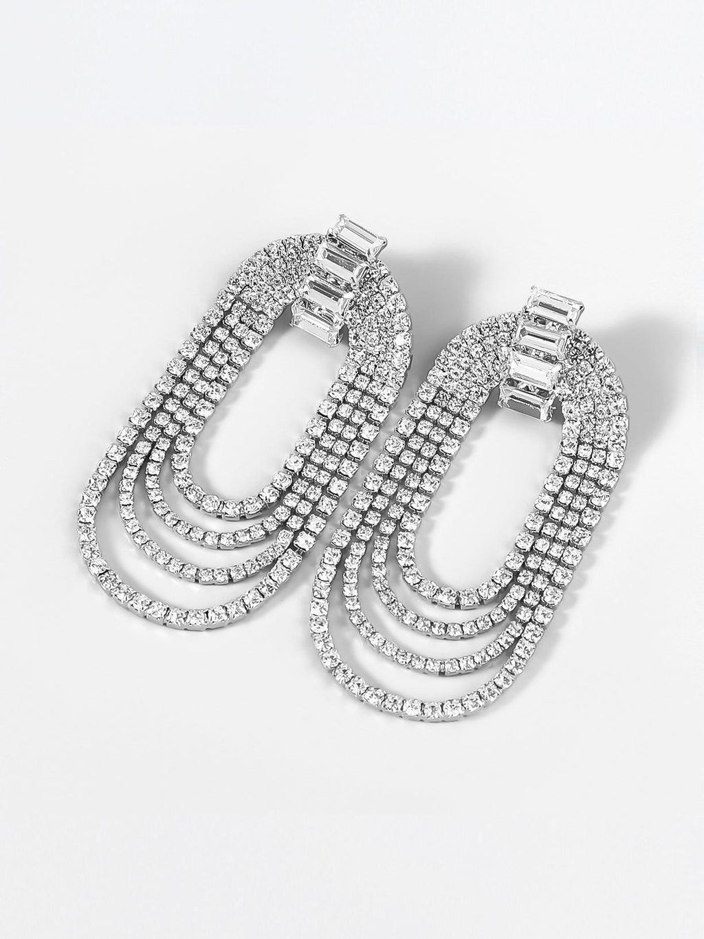 Flowering Girl Women Geneva Diamante Arch Earrings