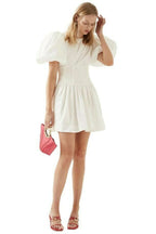 Flowering Girl Women Puff Sleeve Mini Dress In White