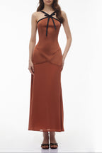 deirdre Brown Halterneck Maxi Dress with Bow