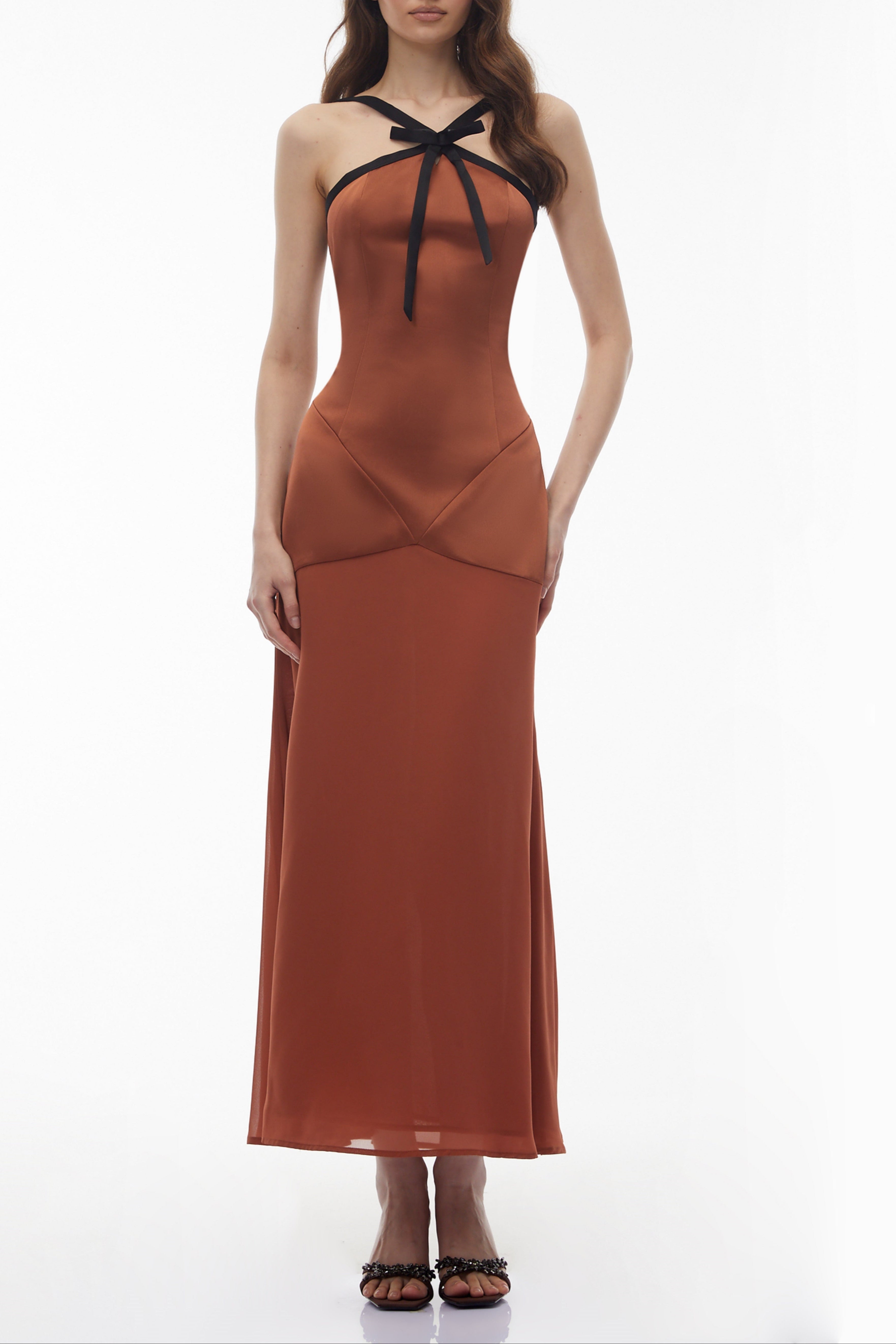 deirdre Brown Halterneck Maxi Dress with Bow