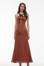 deirdre Brown Halterneck Maxi Dress with Bow