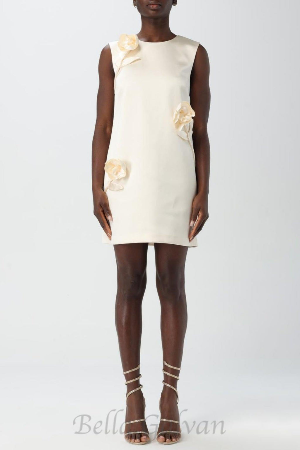 Flowering Girl Women Giorlia Floral Appliqué Satin Mini Dress