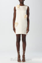 Flowering Girl Women Giorlia Floral Appliqué Satin Mini Dress