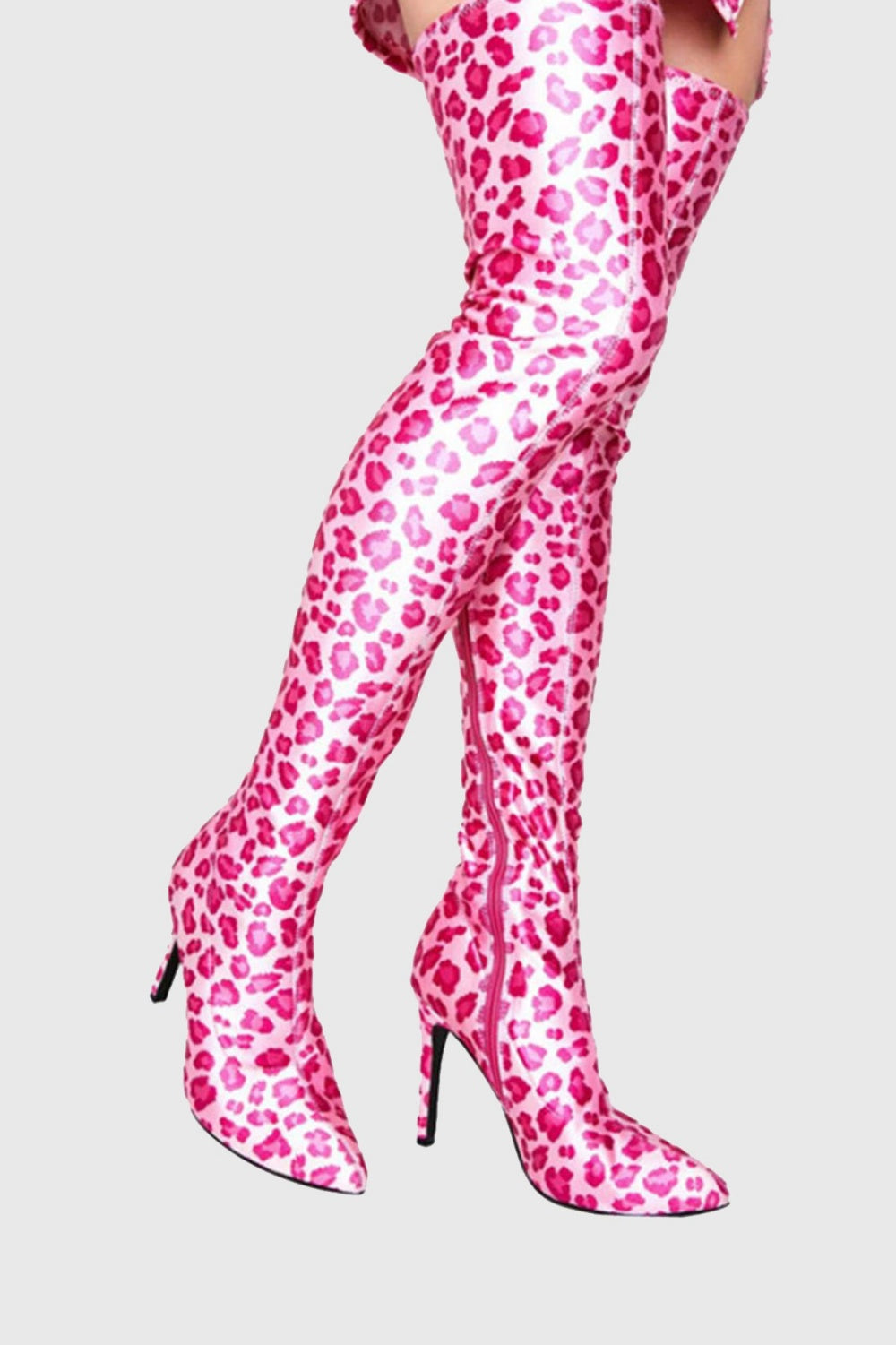 Flowering Girl Women Giselle Leopard Print Thigh-high Boots - Pink