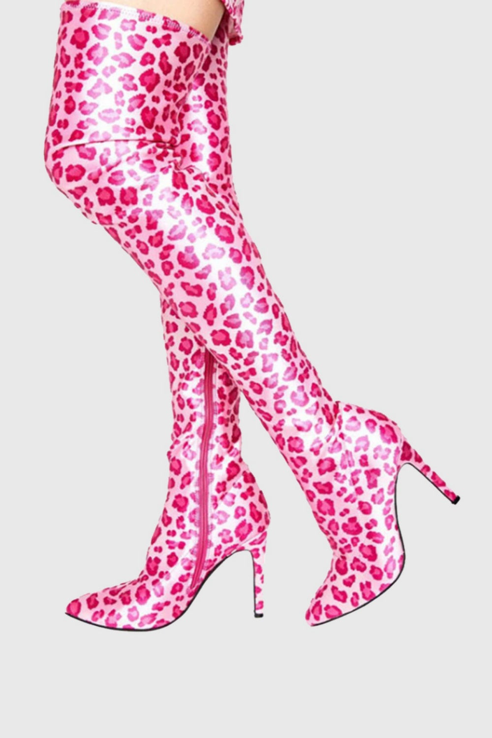 Flowering Girl Women Giselle Leopard Print Thigh-high Boots - Pink