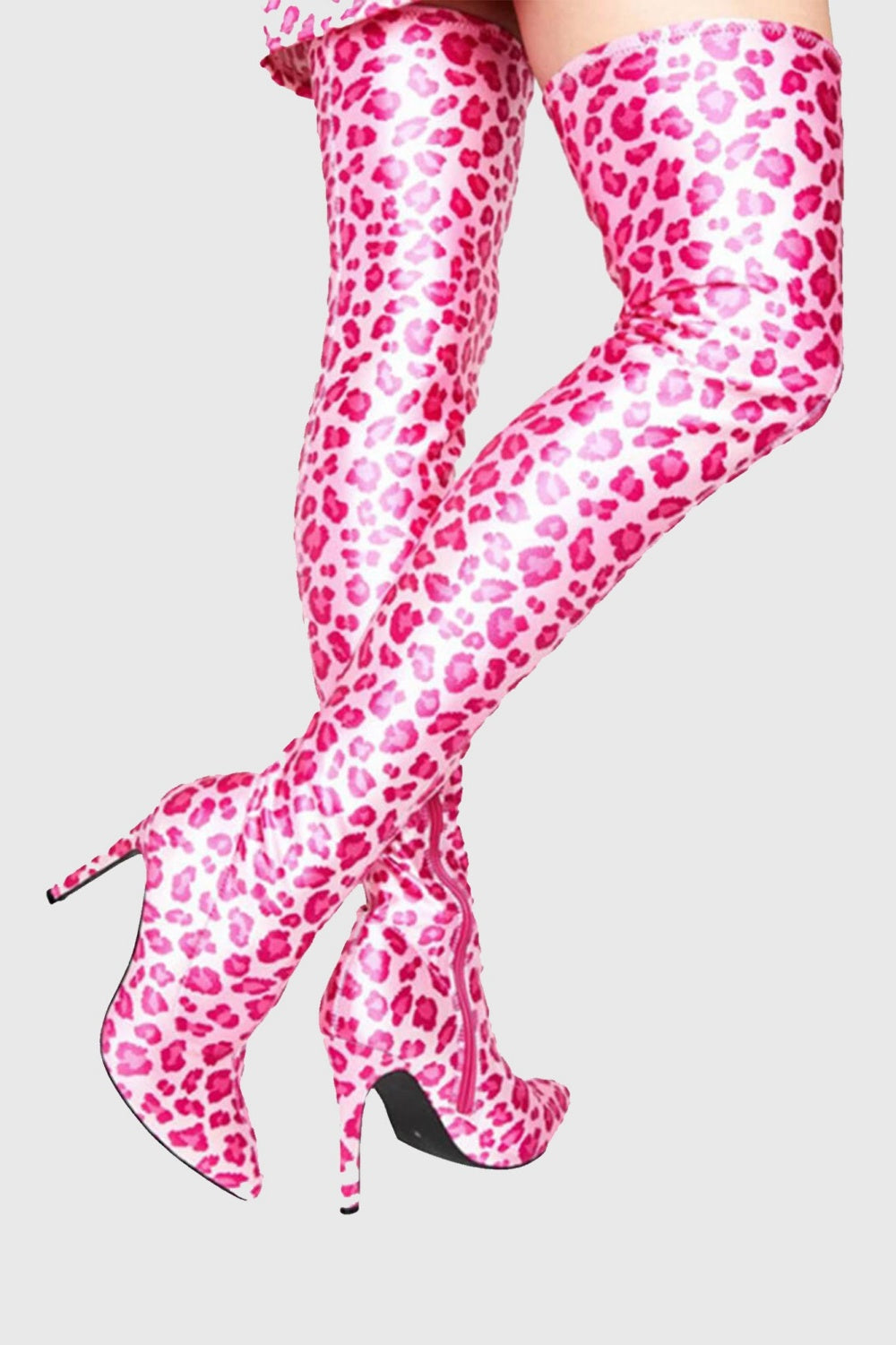 Flowering Girl Women Giselle Leopard Print Thigh-high Boots - Pink