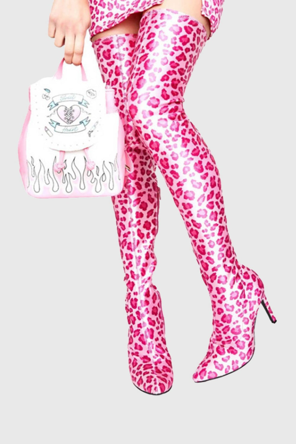 Flowering Girl Women Giselle Leopard Print Thigh-high Boots - Pink