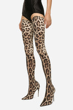 Flowering Girl Women Giselle Leopard Print Thigh-high Boots